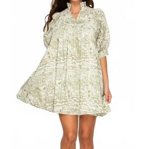 NEW MEET ME IN SANTORINI verdant bellezza mini dress in green